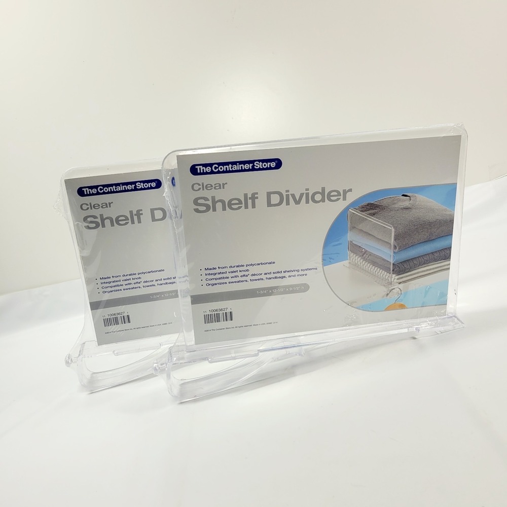 The Container Store Clear Shelf Divider with Valet Knob 1-3/4"x 12-1/2"x 9-1/2"